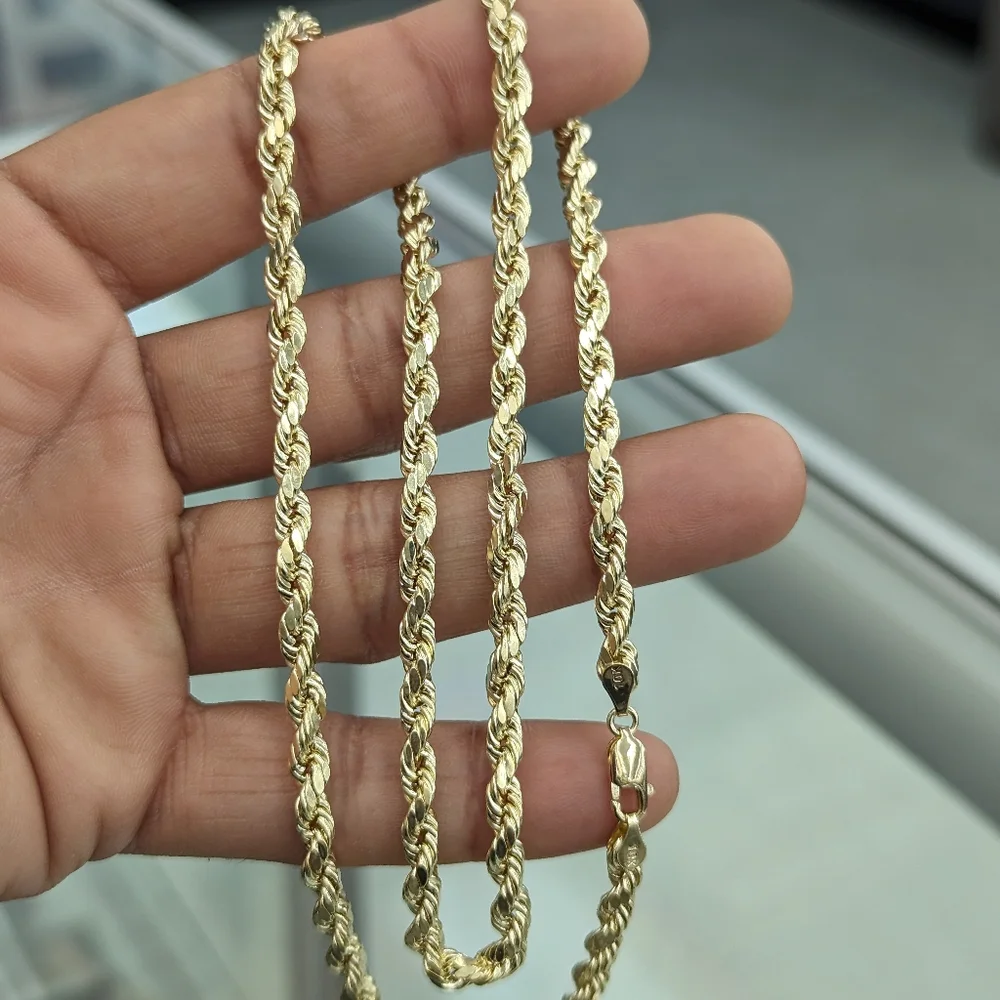 10kt Real Gold Rope Chain 4.8mm 22 inches - Picture 1 of 9